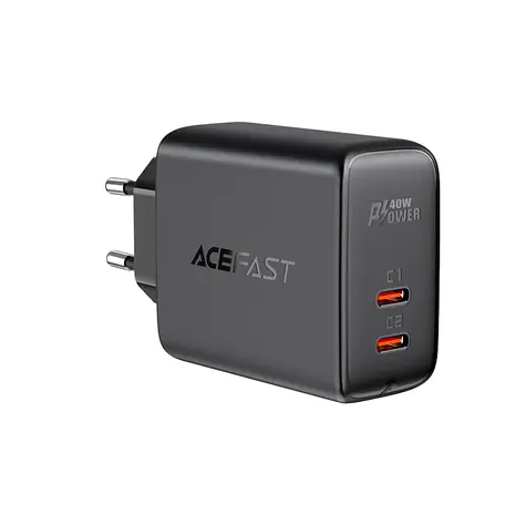 Acefast A9 černá / Nabíječka / 2x USB-C / 40W / PD, QC 3.0, PPS