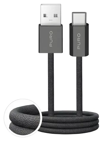 Puro Fabrik 2.0 tmavě zelená / Datový kabel USB-A - USB-C / opletený / 10 W / 1,5 m