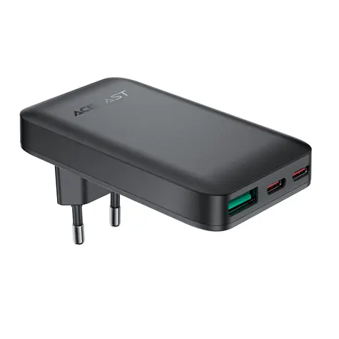 Acefast A100 černá / Nabíječka / GaN / 65W / 2x USB-C / 1x USB-A / Ultra Slim