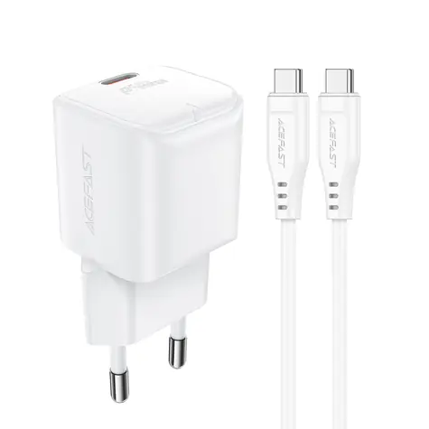 Acefast A77 Mini bílá / GaN nabíječka / PD 30W / USB-C kabel