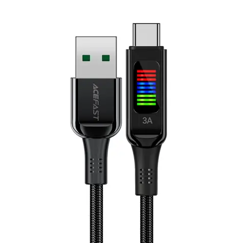 Acefast Kabel USB-A (M) - USB-C (M) 1,2 m černá / 60W / displej