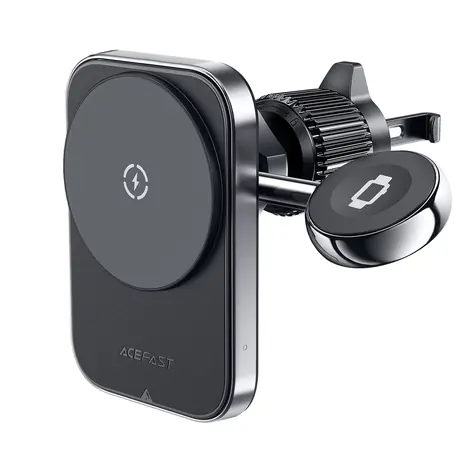 Acefast D18 černá / Nabíjecí držák do auta / MagSafe / Qi / USB-A - USB-C kabel