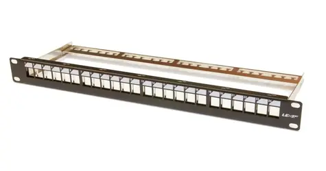 Lexi-net Modulární patch panel 24 portů černý / Patch panel / 19" / 1U / vyvazovací hřebínek