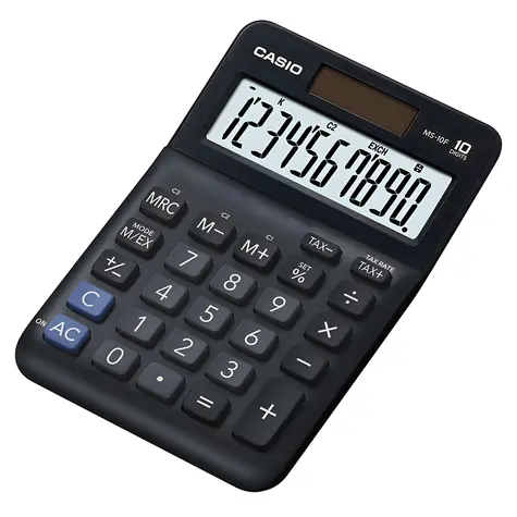 CASIO MS 10 F černá / Stolní kalkulačka s výpočtem DPH / desetimístná