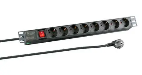 EFB EK631DE.2 černá / PDU / 19" / 1U / 8x zásuvka DE / vypínač / 2 m
