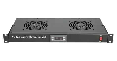 Extralink Ventilační jednotka černá / Ventilační jednotka / 19" / 1U / 2 ventilátory / s termostatem