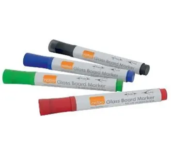 NOBO Popisovače na skleněné tabule mix barev / Popisovač / 4 ks / hrubý hrot / stíratelný za sucha