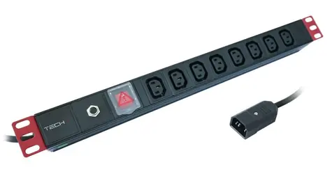 Techly 109559 černá / Napájecí panel / 19" 1U / 8x C13 / C14 / 2500 W / 2 m kabel