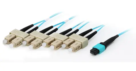 Equip MTP-4xSC tyrkysová / Optický patch kabel / Multimode OM4 / 8vláknový / 15 m