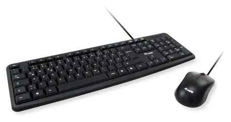 Equip klávesnice a myš s kabelem černá / Set klávesnice a myši / PT layout / USB / 105 kláves / 1000 DPI