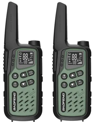 Baofeng BF-T25E zelená / Sada PMR vysílaček / 2 ks / 16 kanálů / VOX / dosah 10 km