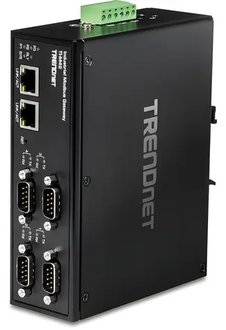 TRENDnet TI-M42 černá / Průmyslová brána Modbus / 4x RS-232/422/485 / 2x LAN 10/100 / IP30