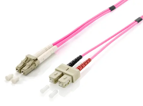 Equip optický kabel LC-SC OM4 10m fialová / Patch kabel / Multimode / Duplex / LSZH