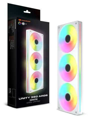 COUGAR Unity360-FB bílá / PC ventilátor / 360 mm / 3 ks / ARGB / PWM / 78,2 CFM