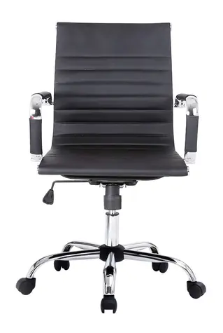 EQUIP Kancelářská židle černá / Žebrovaný potah / Střední opěradlo / Umělá kůže / Područky / 360° otočná / Kolečka