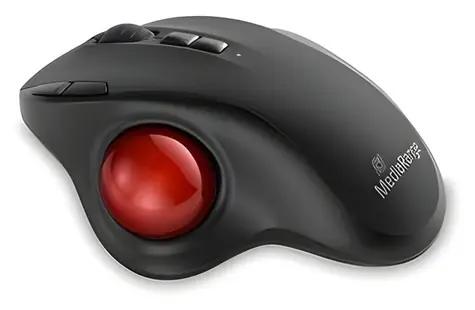 MediaRange MROS263 černá, červená / Bezdrátová trackball myš / 2400 DPI / 7 tlačítek