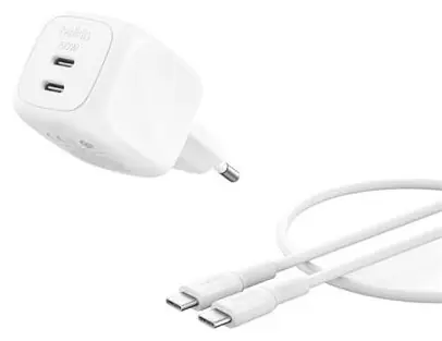 Belkin BOOST CHARGE / Nabíječka USB-C / 2x USB-C / 50W / PD / PPS / s 1m kabelem USB-C