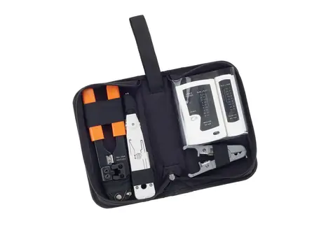 Equip Síťový kufřík s nářadím / Sada nářadí / LAN tester / Krimpovací kleště RJ45 / Odizolovač kabelů