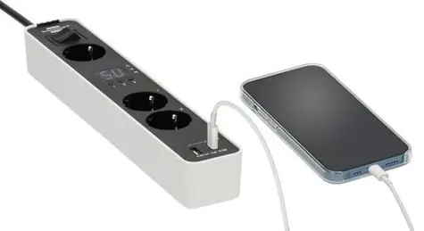 Brennenstuhl Ecolor bílá/černá / Prodlužovací lišta / 3x zásuvka / USB-A + USB-C / časovač / bezpečnostní spínač