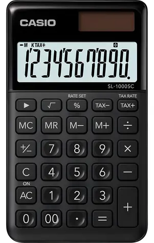 CASIO SL 1000 SC BK černá / Kalkulačka / desetimístná / duální napájení