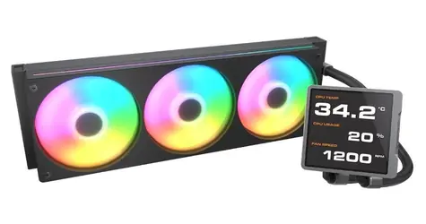 Cougar Poseidon Vistek Pro 360 černá / Vodní chladič CPU / IPS displej / ARGB / 3x 120mm / Intel & AMD