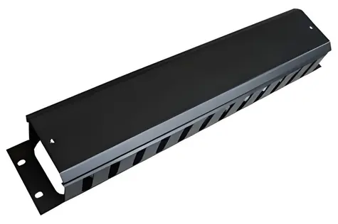 19" Vyvazovací panel 2U černý / Vyvazovací panel / kov / průchozí / hloubka 47 mm