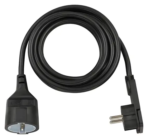 Brennenstuhl Prodlužovací kabel plochá zástrčka černá / Prodlužovací přívod / 2 zásuvky / 3 m / H05VV-F 3G1,5