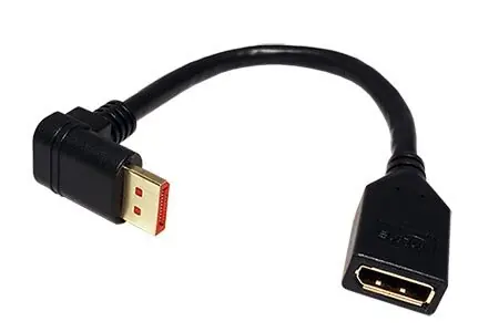 InLine DisplayPort redukce DP(F)-DP(M) lomená dolů, 0,15 m / Redukce / DisplayPort 1.4 / HBR3 / 8K 30Hz