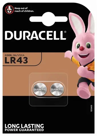 Duracell LR43 / Baterie / Alkalická / 1,5 V / 2 ks