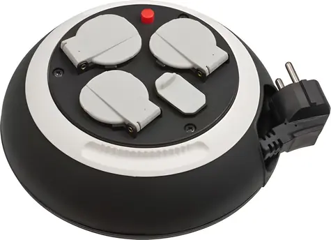 Brennenstuhl Comfort Line CL-S černá/bílá / Kabelový buben / 3x zásuvka / 2x USB-A / 3 m