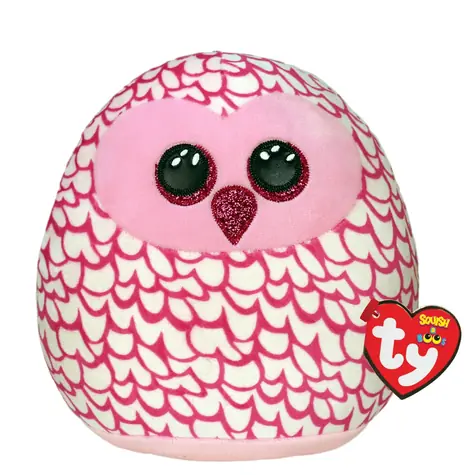 TY Squishy Pinky růžová sova / 22 cm
