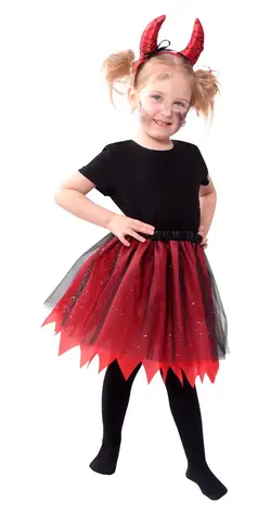 RAPPA Dětský kostým čertice tutu sukně s čelenkou / Karnevalový kostým / 3-7 let (104-130 cm)