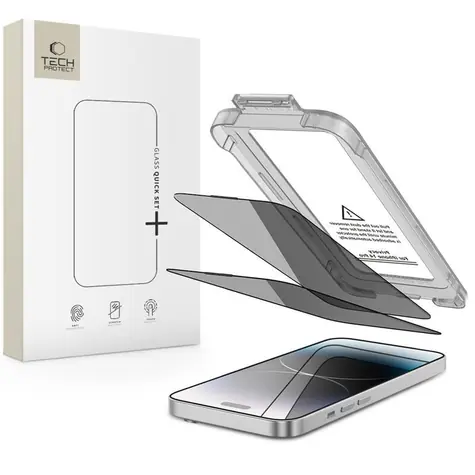 Tech-Protect Quick Set Spy+ / Ochranné sklo / Privacy / Apple iPhone 14 Pro / 2 ks
