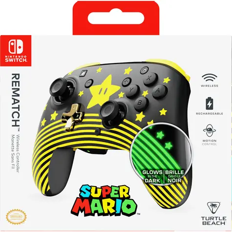 Turtle Beach Rematch Super Mario Star / Gamepad / Nintendo Switch / USB-C / výdrž baterie 40 h