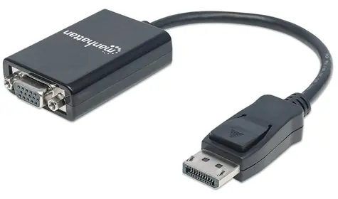Manhattan adaptér DisplayPort na VGA černý / Adaptér / aktivní / max. 1920x1200 / pozlacené konektory