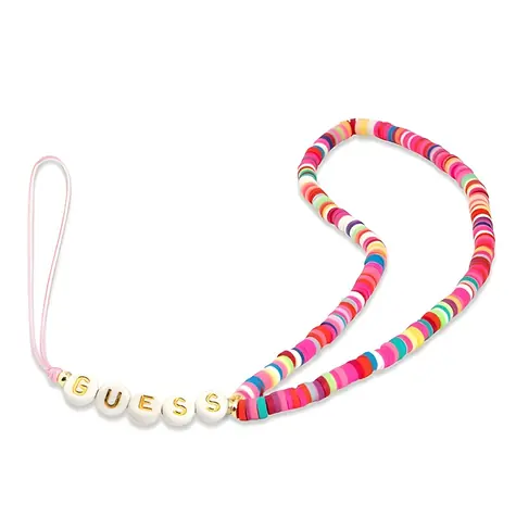 Guess Heishi Beads vícebarevná růžová / Poutko na telefon
