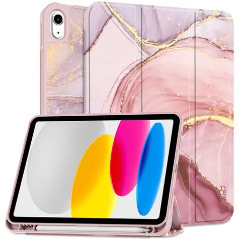 Tech-Protect SC Pen růžový mramor / Pouzdro pro Apple iPad 10.9" (2022) / schránka na stylus