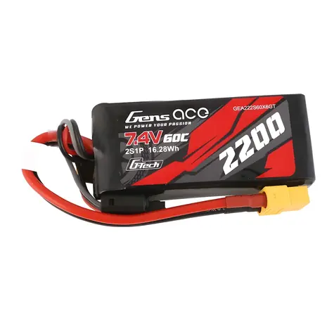 GENS ACE LiPo baterie G-Tech 2200mAh 2S1P 7,4V 60C / Konektor XT60 / 116 g