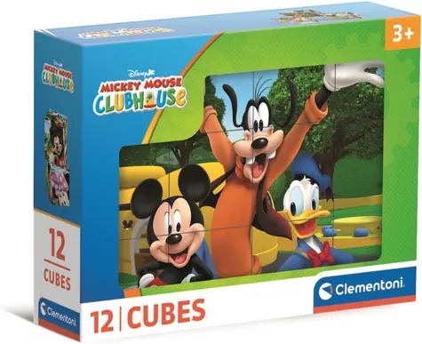 CLEMENTONI Obrázkové kostky Mickey Mouse / 12 kostek / od 3 let