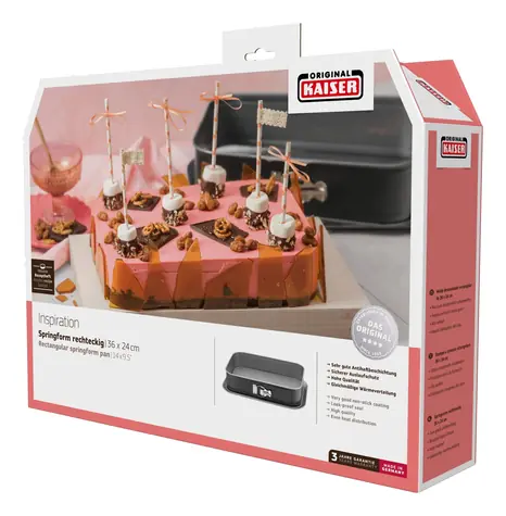 KAISER Inspiration Obdélníková dortová forma / 35 x 24 cm / Pružný okraj / 5 l / černá