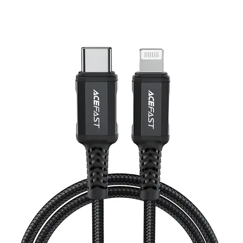 Acefast C4-01 černá / Datový kabel / USB-C - Lightning / 1,8 m / PD 30W (3A) / 480 Mb/s