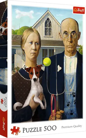 TREFL Puzzle Americká gotika: Psí edice / 500 dílků / 48 x 34 cm / pro dospělé
