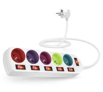 CONNECT IT prodlužovací kabel 230V barevná / 5 zásuvek / 2 m / s vypínačem