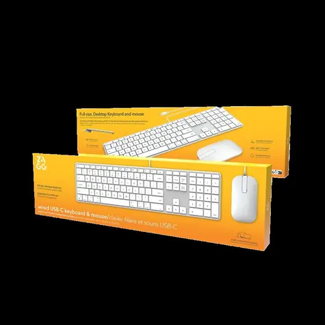 ZAGG Set klávesnice a myši stříbrná / Klávesnice a myš / USB-C drátová / Apple / UK layout