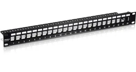 TRENDnet TC-KP24S černý / Patch panel / 24x Keystone / stíněný / 19" / 1U
