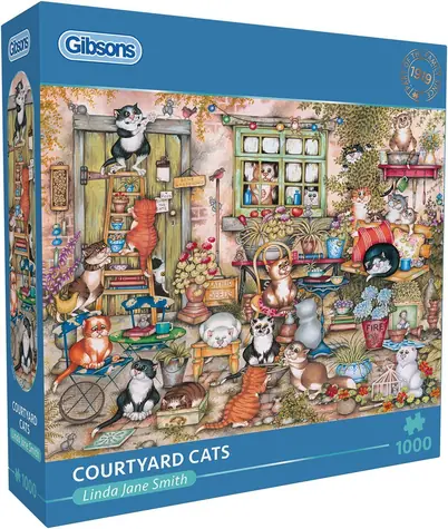 GIBSONS Puzzle Kočky na dvorku / 1000 dílků / 68 x 49 cm