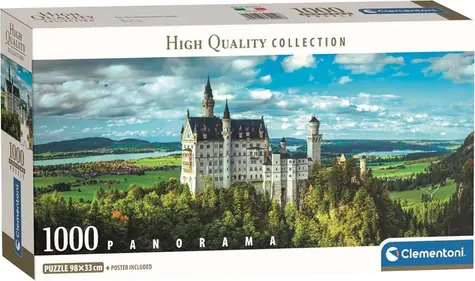 CLEMENTONI Panoramatické puzzle Zámek Neuschwanstein / 1000 dílků / od 14 let