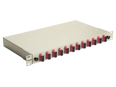Equip Optický spojovací box SC Duplex OM4 12x šedý / Optický spojovací box / 1U rack / Ocelový