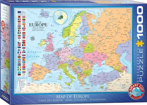 EUROGRAPHICS Puzzle Mapa Evropy / 1000 dílků / 67,6 × 48,9 cm