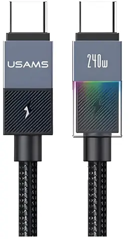 USAMS SJ777 šedá / Datový kabel / USB-C - USB-C / PD 240W / 1,2 m